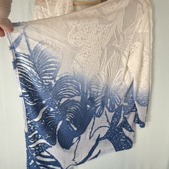 Chicos Coastal Beachy Dip Dye Cardigan Womens SIZE 1 Medium Open Cinched Waist - Picture 8 of 12